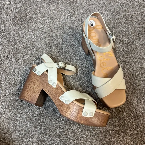 Sam Edelman Josefine Leather Clog Sandal Ivory size 8 - Picture 5 of 10